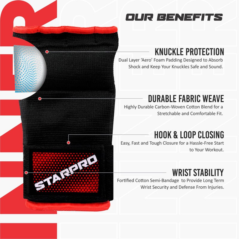 Starpro Boxing Hand Wraps for Men and Women â€“ Inner Gloves with Knuckle Protection for MMA, Kickboxing & Fitness - Image 3